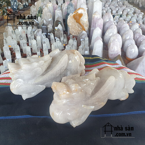 Cặp Kì Lân Đá Thạch Anh Trắng Cặp Kì Lân Đá Thạch Anh Trắng