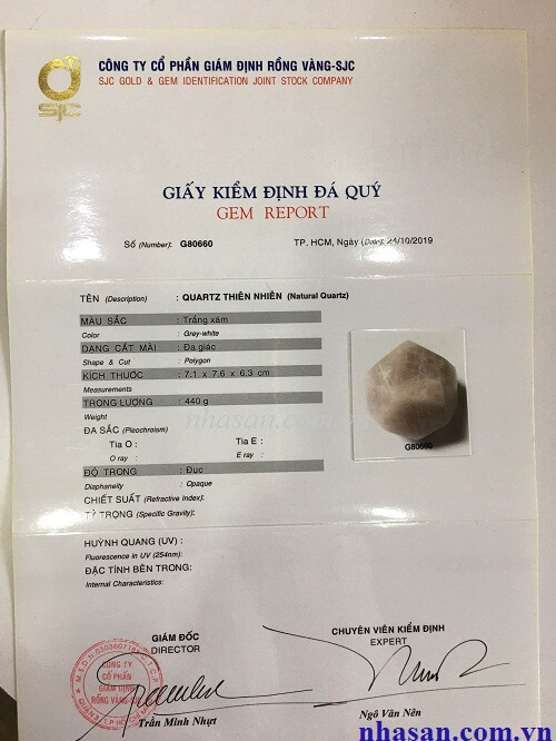 Giấy Kiểm Định Đá Tự Nhiên Giấy Kiểm Định Đá Tự Nhiên