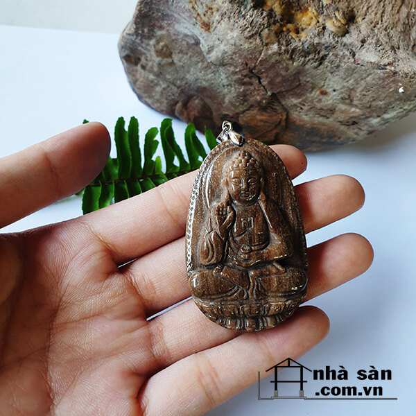 Mặt Phật Bản Mệnh Đá Gỗ Hóa Thạch Phong Thủy