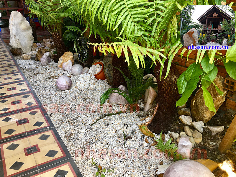 Quả Cầu Thạch Anh Vỏ Sò Tai Tượng Kết Hợp Đá Thạch Anh Vụn trang trí sân vườn-2