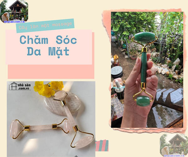 Cây lăn mặt massage đá thạch anh Cây lăn mặt massage đá thạch anh