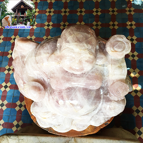 Đức phật di lạc đá thạch anh hồng phong thủy Đức phật di lạc đá thạch anh hồng phong thủy