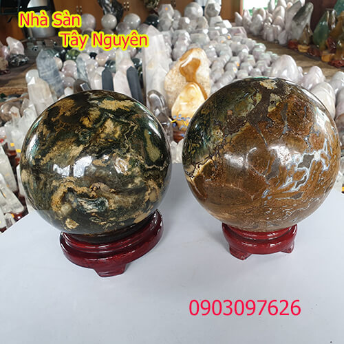 Quả Cầu Đá Canxedon Phong Thủy