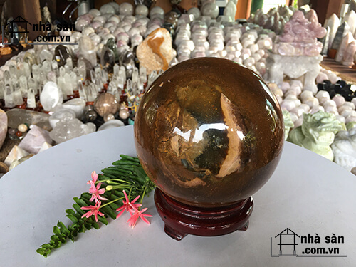 Quả Cầu Đá Canxedon Vàng