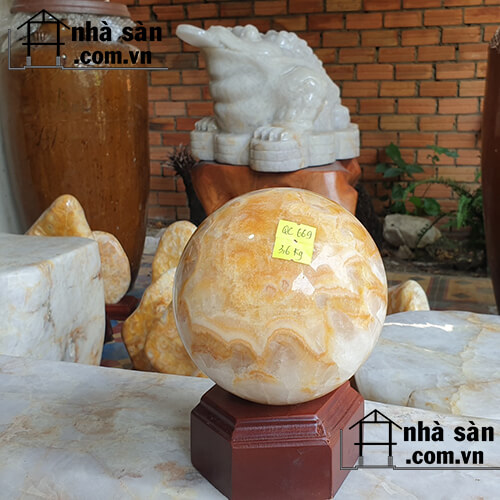 Quả Cầu Đá Thạch Anh Bông Vàng