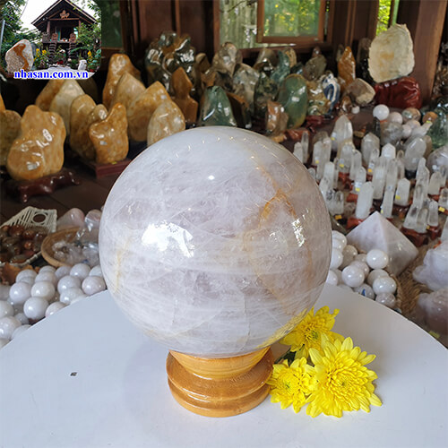 Giá quả cầu đá thạch anh hồng tự nhiên Giá quả cầu đá thạch anh hồng tự nhiên