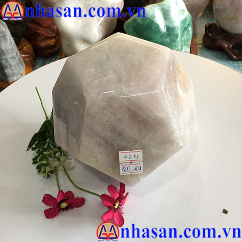 Quả Cầu Đá Thạch Anh Hồng 12 Mặt QC-101.3 Quả Cầu Đá Thạch Anh Hồng 12 Mặt QC-101.3
