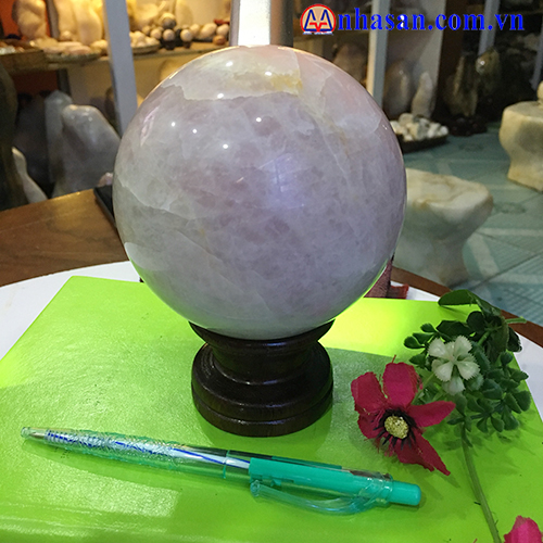 Quả Cầu Đá Thạch Anh Hồng QC35.1 Quả Cầu Đá Thạch Anh Hồng QC35.1