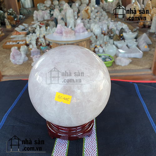 Quả Cầu Đá Thạch Anh Hồng Phong Thủy Tự Nhiên