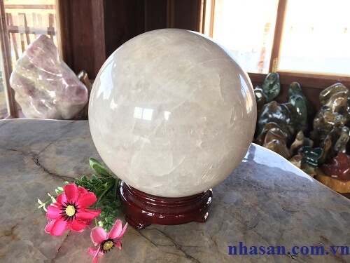 Quả Cầu Đá Thạch Anh Trắng