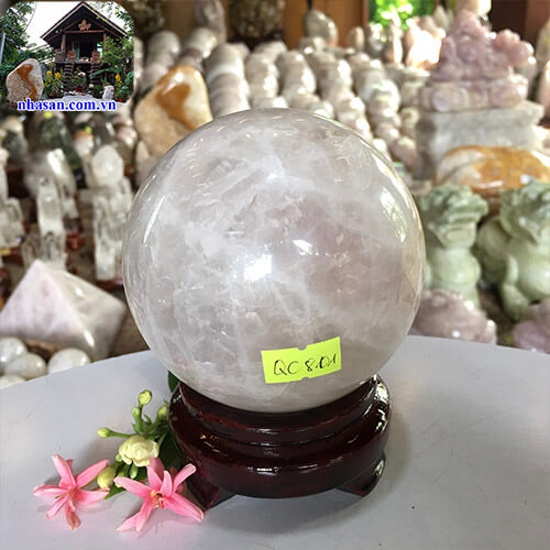 Quả cầu phong thủy đá thạch anh hồng tự nhiên QC801-1 Quả cầu phong thủy đá thạch anh hồng tự nhiên QC801-1