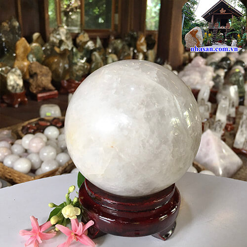 Quả cầu phong thủy đá thạch anh hồng tự nhiên QC801-2 Quả cầu phong thủy đá thạch anh hồng tự nhiên QC801-2
