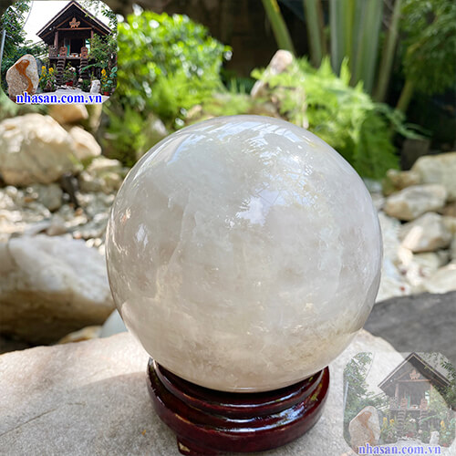 Quả cầu thạch anh hồng thiên nhiên Quả cầu thạch anh hồng thiên nhiên
