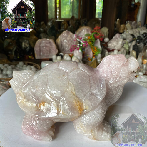 Rùa Đầu Rồng Đá Thạch Anh Hồng  Rùa Đầu Rồng Đá Thạch Anh Hồng