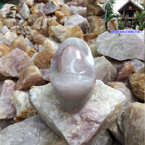 Thỏi vàng phong thủy đá thạch anh hồng Thỏi vàng phong thủy đá thạch anh hồng