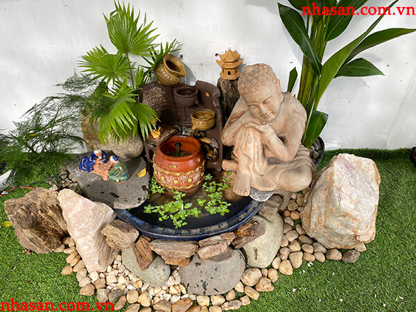 Tiểu cảnh nước bằng đá phong thủy TC14 Tiểu cảnh nước bằng đá phong thủy TC14