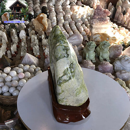 Trụ đá cẩm thạch xanh tự nhiên phong thủy CT10-3 Trụ đá cẩm thạch xanh tự nhiên phong thủy CT10-3