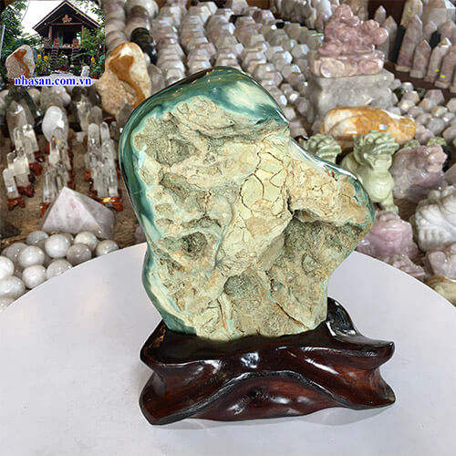 Trụ đá phong thủy đá canxedon xanh lục tự nhiên Trụ đá phong thủy đá canxedon xanh lục tự nhiên