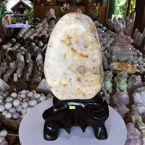 Trụ đá phong thủy trấn trạch đá thạch anh bông TAV118-1 Trụ đá phong thủy trấn trạch đá thạch anh bông TAV118-1