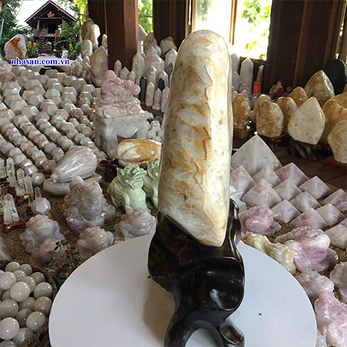 Trụ đá phong thủy trấn trạch đá thạch anh bông TAV118-3 Trụ đá phong thủy trấn trạch đá thạch anh bông TAV118-3