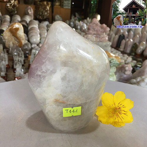 Trụ đá thạch anh hồng phong thủy để bàn T441-1 Trụ đá thạch anh hồng phong thủy để bàn T441-1