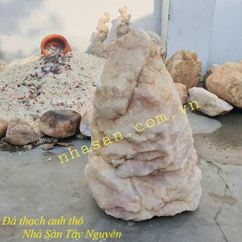 Trụ Đá Thạch Anh Hồng Thô Khối Trấn Trạch Phong Thủy