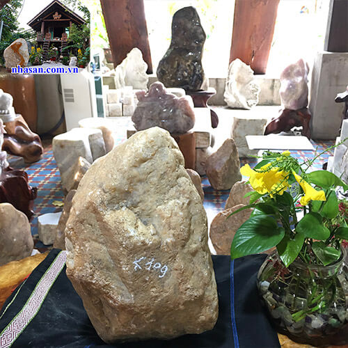 Trụ đá thạch anh hồng thô tự nhiên khối phong thủy K109-2 Trụ đá thạch anh hồng thô tự nhiên khối phong thủy K109-2