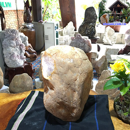 Trụ đá thạch anh hồng thô tự nhiên khối trấn trạch K103-1 Trụ đá thạch anh hồng thô tự nhiên khối trấn trạch K103-1