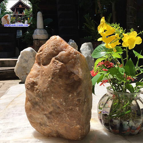 Trụ đá thạch anh hồng thô tự nhiên phong thủy K100-2 Trụ đá thạch anh hồng thô tự nhiên phong thủy K100-2