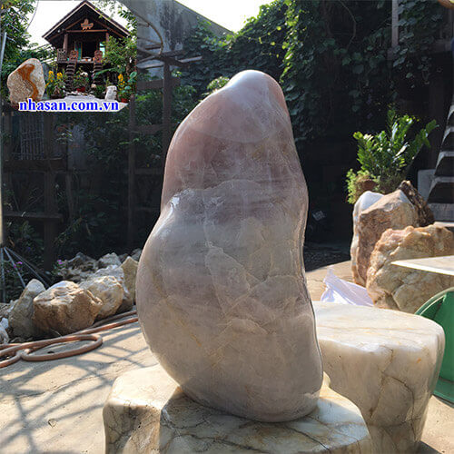 Trụ đá thạch anh hồng tự nhiên nguyên khối nặng 45kg T461-3 Trụ đá thạch anh hồng tự nhiên nguyên khối nặng 45kg T461-3