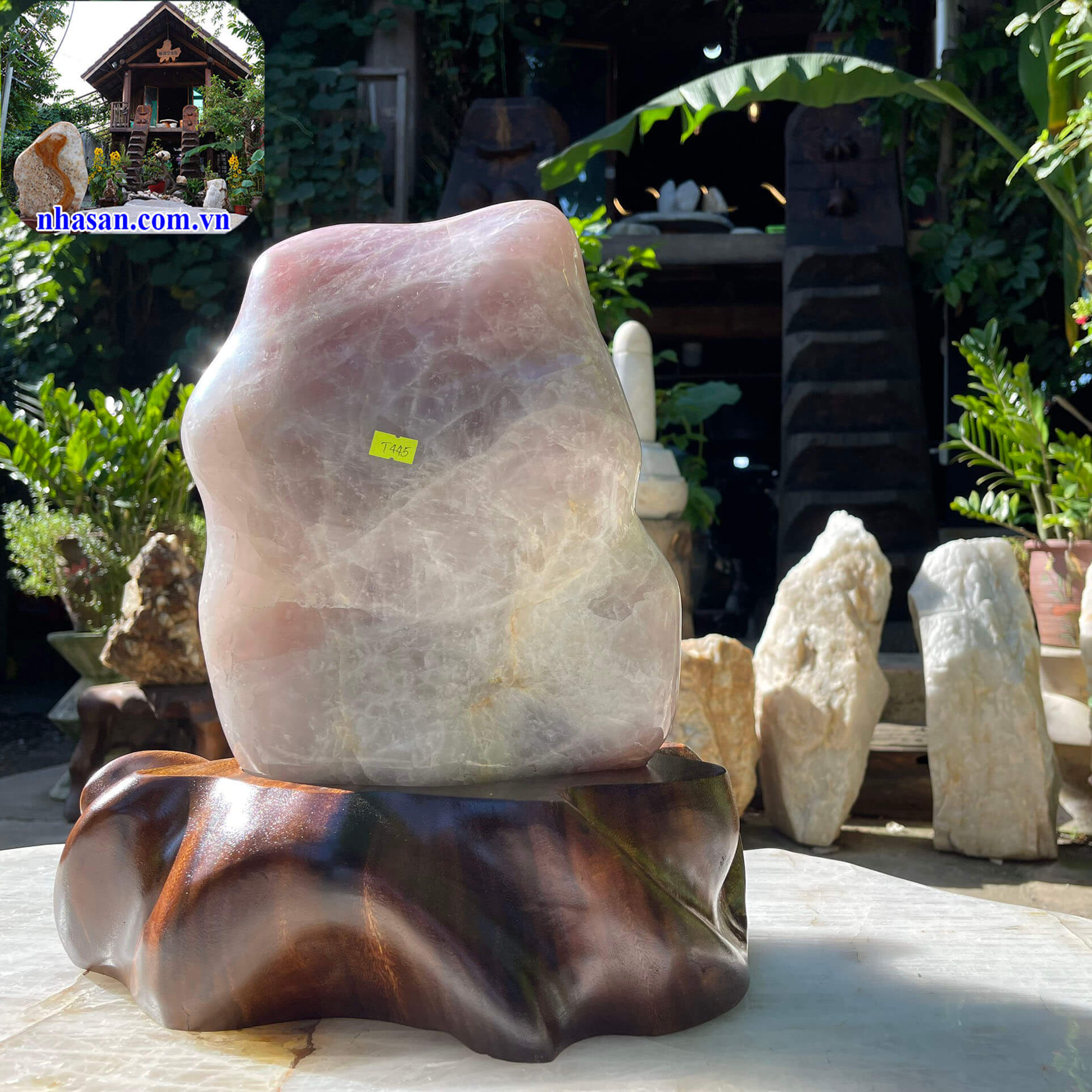 Trụ đá thạch anh hồng tự nhiên phong thủy T445-1 Trụ đá thạch anh hồng tự nhiên phong thủy T445-1