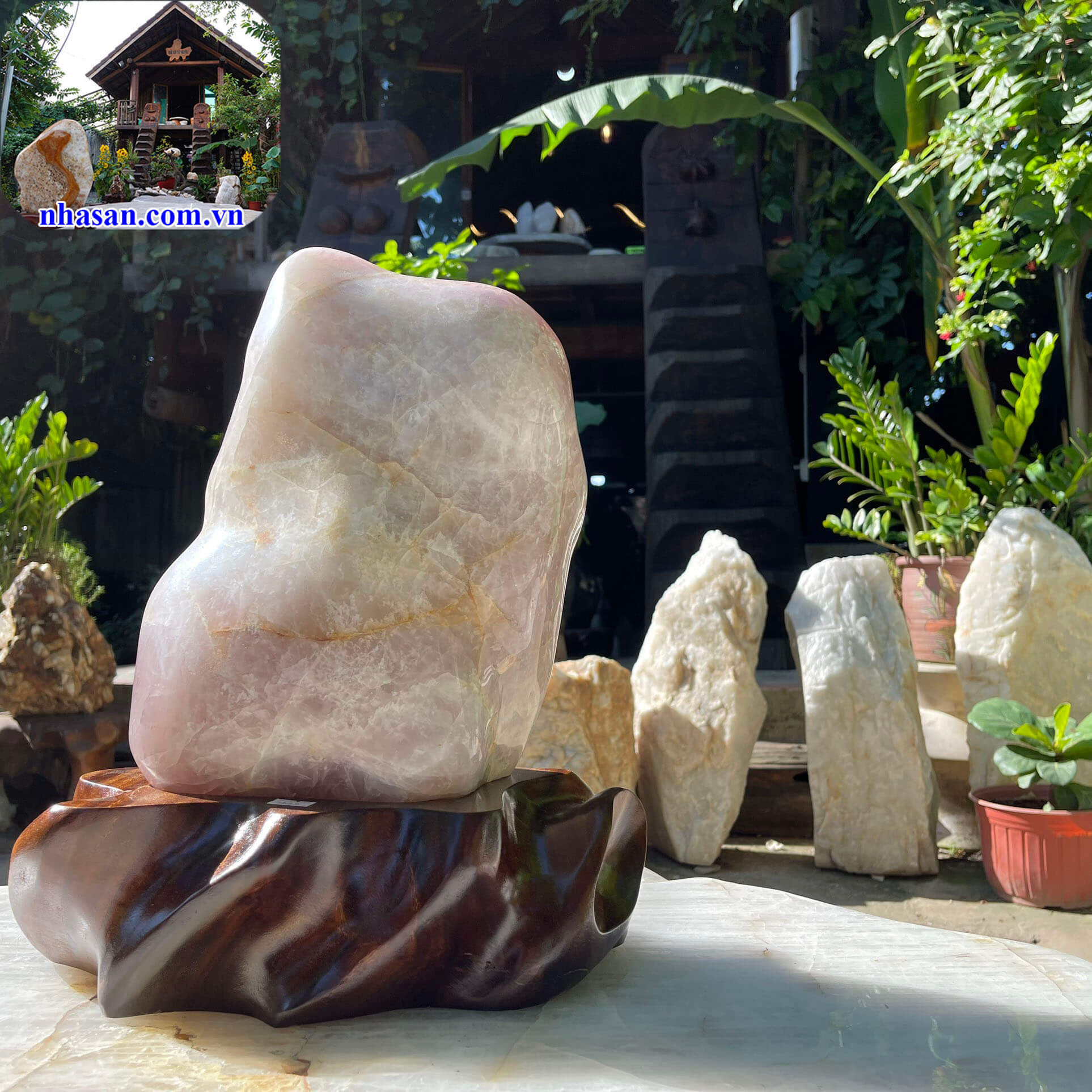 Trụ đá thạch anh hồng tự nhiên phong thủy T445-2 Trụ đá thạch anh hồng tự nhiên phong thủy T445-1