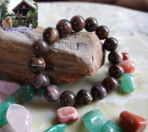 Vòng tay gỗ hóa thạch phong thủy 12ly Vòng tay gỗ hóa thạch phong thủy 12ly