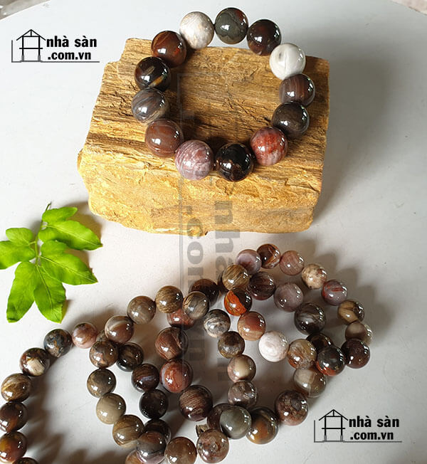 Vòng Tay Đá Thạch Anh Hồng Vòng Tay Gỗ Hóa Thạch Tự Nhiên