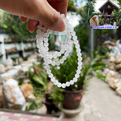 Vòng tay thạch anh trắng 3 quấn tự nhiên phong thủy  Vòng tay thạch anh trắng 3 quấn tự nhiên phong thủy