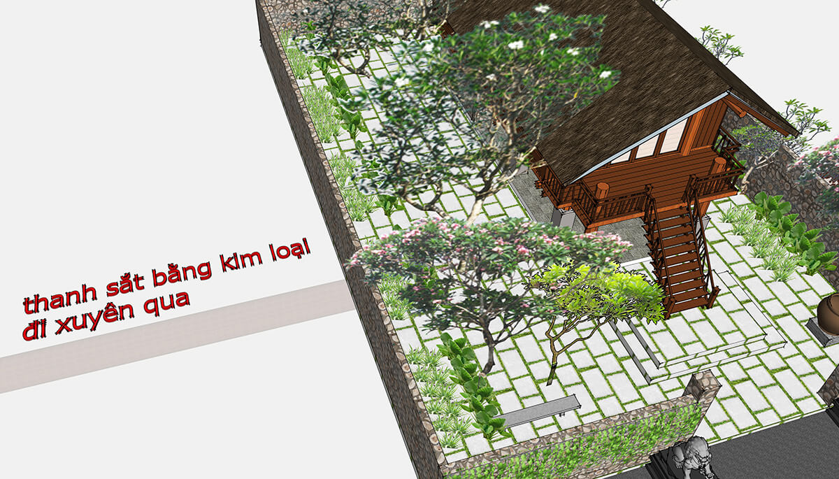 Thanh sắt kim loại xuyên qua