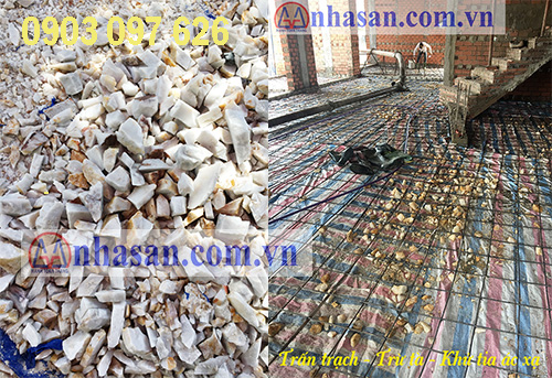 Đá thạch anh vụn rải nền trấn trạch