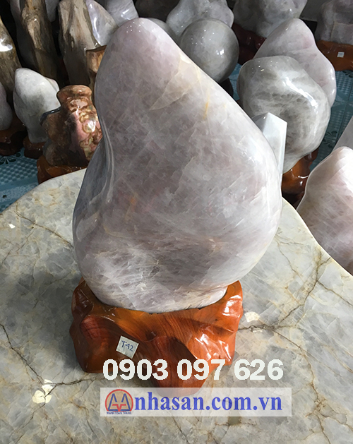 Pink white quartz stone pillar-T42