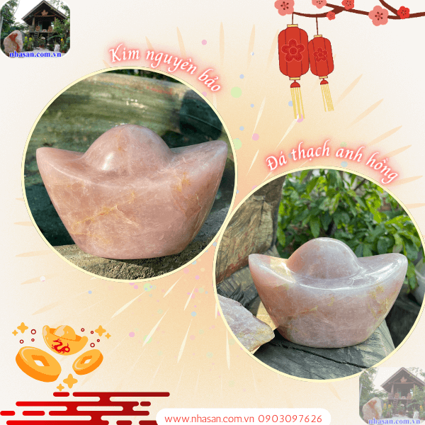 Kim nguyên bảo thạch anh hồng Kim nguyên bảo thạch anh hồng