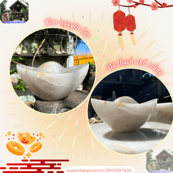 Kim nguyên bảo đá thạch anh màu trắng Kim nguyên bảo đá thạch anh màu trắng