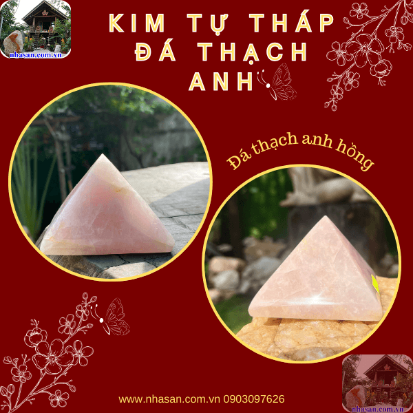 Kim tự tháp đá thạch anh hồng thu hút may mắn Kim tự tháp đá thạch anh hồng thu hút may mắn