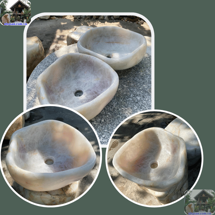 Lavabo đá tự nhiên được chế tác từ các loại đá bán quý tự nhiên Lavabo đá tự nhiên được chế tác từ các loại đá bán quý tự nhiên