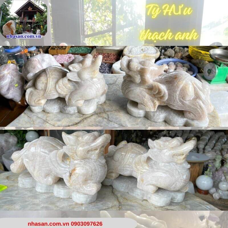 Tỳ hưu đá thạch anh hồng tự nhiên Tỳ hưu đá thạch anh hồng tự nhiên