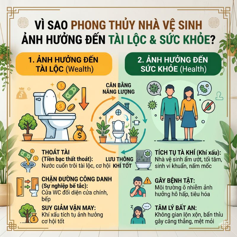 Vì sao phong thủy nhà vệ sinh ảnh hưởng đến tài lộc và sức khỏe? Vì sao phong thủy nhà vệ sinh ảnh hưởng đến tài lộc và sức khỏe?