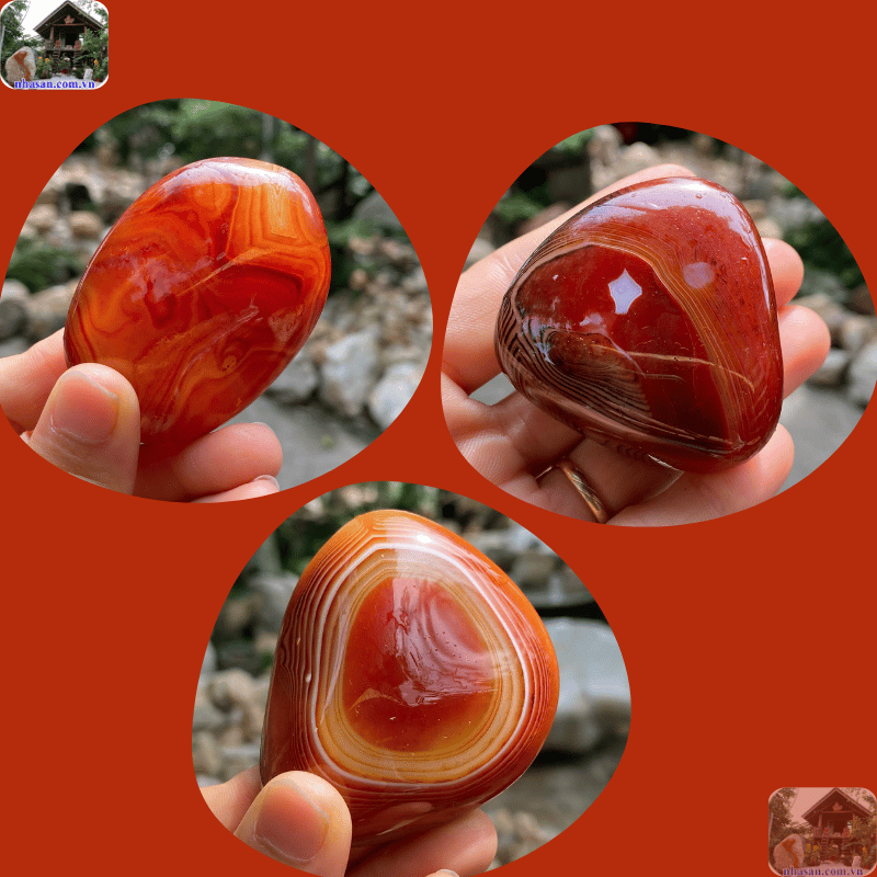 Điểm nổi bật nhất của Mã Não là các đường vân sọc, dải màu hoặc lớp đồng tâm xen kẽ Điểm nổi bật nhất của Mã Não là các đường vân sọc, dải màu hoặc lớp đồng tâm xen kẽ