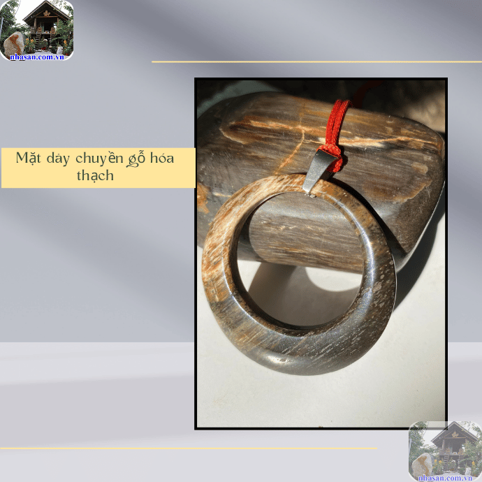 Mặt dây chuyền hình tròn gỗ hóa thạch Mặt dây chuyền hình tròn gỗ hóa thạch