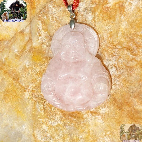 Mặt Phật Di Lặc đá thạch anh hồng phong thủy Mặt Phật Di Lặc đá thạch anh hồng phong thủy