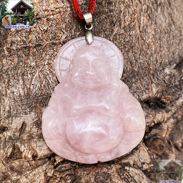 Mặt dây chuyền Phật Di Lặc thạch anh hồng tự nhiên Mặt dây chuyền Phật Di Lặc thạch anh hồng tự nhiên