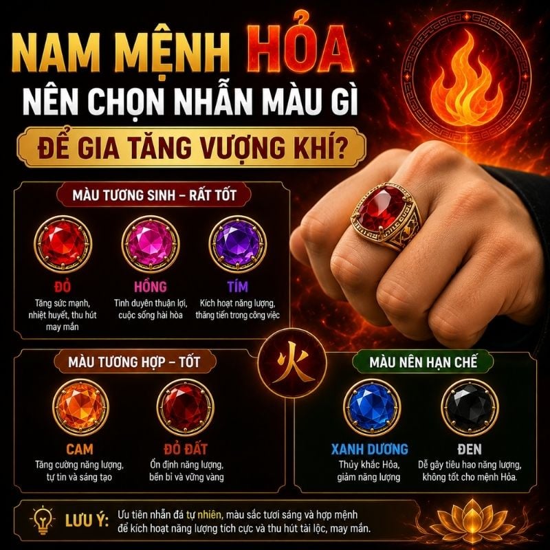 Nam mệnh Hỏa nên đeo nhẫn màu gì để gia tăng vượng khí? Nam mệnh Hỏa nên đeo nhẫn màu gì để gia tăng vượng khí?