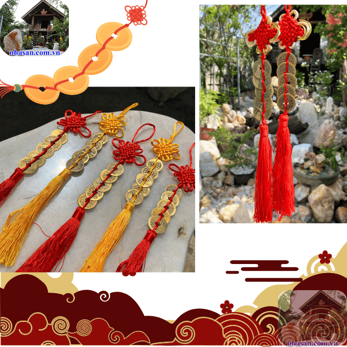 Dây xu Ngũ Đế kết đồng tâm thu hút năng lượng may mắn Dây xu Ngũ Đế kết đồng tâm thu hút năng lượng may mắn